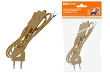 Шнур с выключателем и плоской вилкой с вырезом ШУ03В ШВВП 2х0,75мм2 2 м. бронза ТДМ          