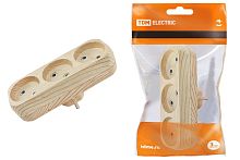 Блок на 3 гнезда 2П б/з плоский 6А 250B "Эко" (сосна) ТДМ          