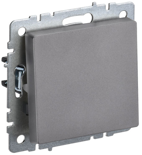 Выключатель с/у BRITE 1кл. сталь проходной механизм IP20 10А ИЭК                                        