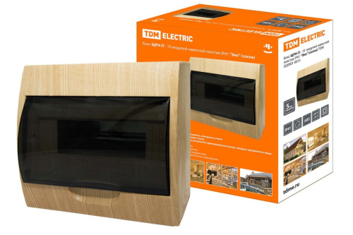 Бокс пластиковый ЩРН-П-10 219х200х95 IP41 Эко сосна ТДМ                                        