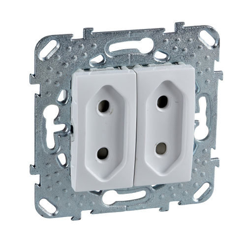 Розетка с/у Unica 2м б/з с з/ш белый 10А 250В 2 модуля (винт.зажим) SchE                                         фото 5                    