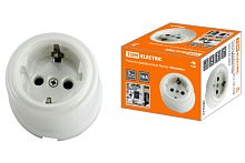 Розетка фарфоровая 2П+З 16А 250В белая «Болонь» ТДМ          