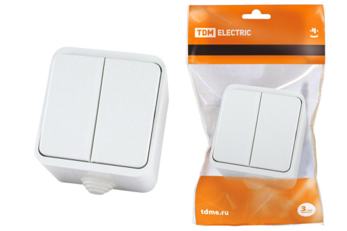 Выключатель о/у Орель 2кл белый IP44 10А ТДМ                                        