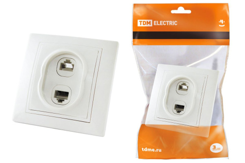 Розетка с/у Таймыр RJ11+RJ45 2м белый (телеф. + комп.)ТДМ                                        