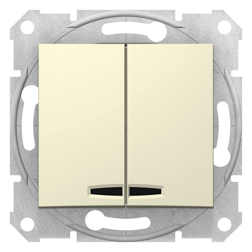 Выключатель с/у Sedna 2кл бежевый, механизм IP20 10А с инд. (упак-10шт) SchE                                        