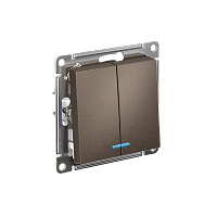 Выключатель с/у AtlasDesign 2кл мокко, механизм IP20 10А с инд. (упак-10шт) SchE          