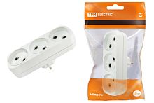 Блок на 3 гнезда 2П б/з плоский 6А 250В ТДМ          