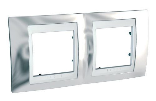 Рамка Unica Хамелеон 2м серебро/белый горизонтальная SchE                                         фото 2                    