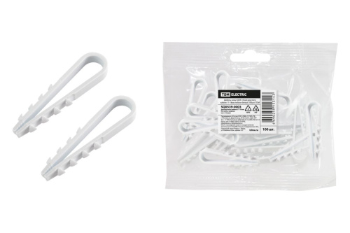 Дюбель-хомут ДХК-18 для круглого кабеля 11-18мм нейлон белый (100шт) ТДМ                                        