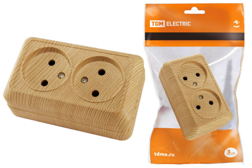 Розетка о/у Ладога 2м без з/к (керамика) сосна IP20 10А ТДМ                                        