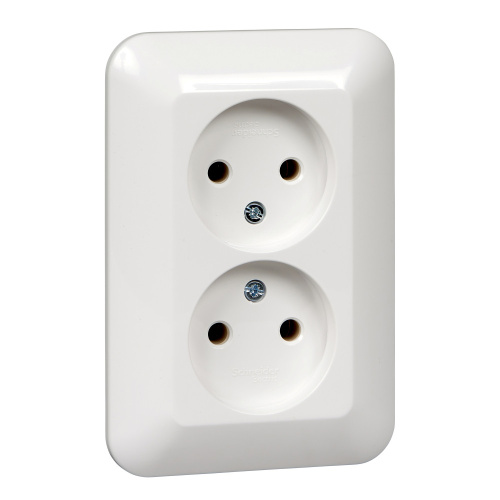 Розетка с/у Прима 2м б/з белый IP20 16А розн.упак. (упак-80шт) SchE                                        