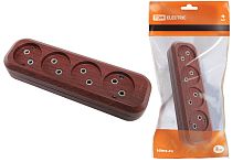 Колодка розеточная 4 гнезда 2П б/з 10А 250В "Эко" (бук) ТДМ          