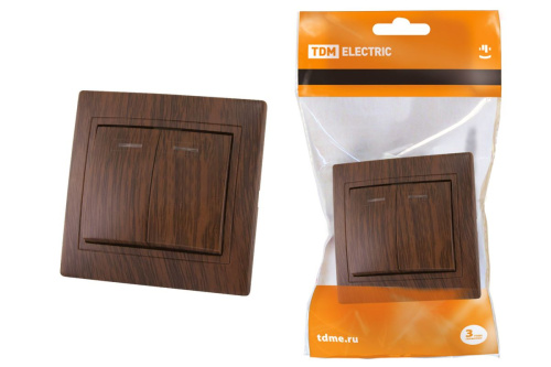 Выключатель с/у Таймыр 2кл бук IP20 10А с инд. ТДМ                                        