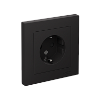 Розетка с/у AtlasDesign 1м с/з с з/ш карбон IP20 в сборе 16А (упак-5шт) SchE          