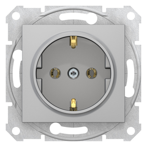 Розетка с/у Sedna 1м с/з алюминий IP20  механизм 16A (упак-10шт) SchE                                        