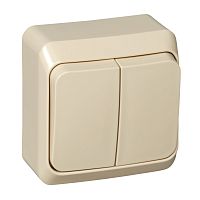 Выключатель о/у Этюд 2кл кремовый IP20 10А с инд. (упак-25шт) SchE          