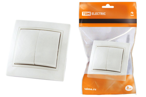 Выключатель с/у Таймыр 2кл белый IP20 10А ТДМ                                        