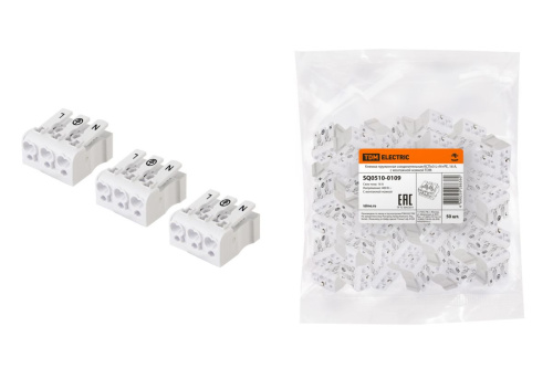 Клемма пружинная соединительная КСПн3-L+N+PE, 16 A, с монтажной ножкой ТДМ                                        