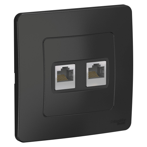 Розетка с/у Бланка RJ45 2м антрацит в сборе кат.5E (комп.) (упак-10шт) SchE                                        