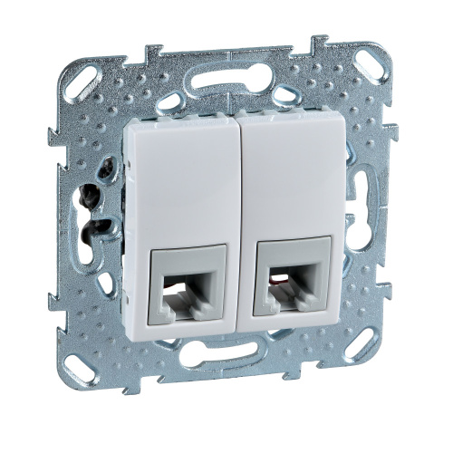 Розетка с/у Unica RJ11 2м белый механизм (телеф.) 4конт. (упак-10шт) SchE                                         фото 2                    