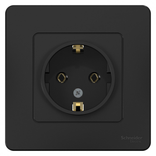 Розетка с/у Бланка 1м с/з антрацит IP20 16А (упак-10 шт) SchE                                         фото 2                    