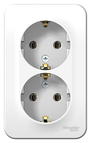 Розетка о/у Бланка 2м с/з белый IP20 16А изол.пл. (упак-8 шт) SchE                                         фото 2                    