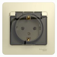 Розетка с/у GLOSSA 1м с/з с з/ш бежевый IP20 в сборе 16А с защ.крыш. (упак-15шт) SchE          
