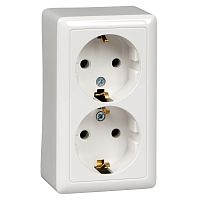 Розетка 2-м ОП Хит 16А 250В с заземл. без защ. шторок бел. SE          