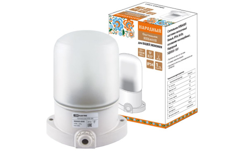 Светильник НПП  60Вт НПБ400П настенно-потолочный основание-поликарбонат НародныйIP54 белый ТДМ                                        