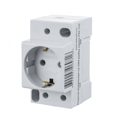 Розетка модульная на DIN-рейку 2P+PEN 16A РМ-102 220В DEKraft                                        
