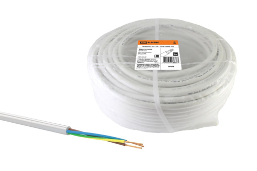 Провод ПВС 3х2,5 ГОСТ (100м), белый ТДМ                                        