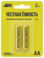 Батарейка щелочная Alkaline LR06/AA (2шт/блистер) IEK          