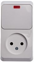 Блок о/у Этюд Розетка 1м б/з 16А + Выкл. 1кл. с инд. белый IP20 (упак-12 шт) SchE          