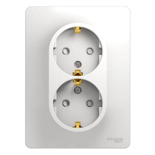 Розетка с/у GLOSSA 2м с/з с з/ш белый IP20 в сборе 16А (упак-10шт) SchE                                        