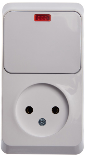 Блок о/у Этюд Розетка 1м б/з 16А + Выкл. 1кл. с инд. белый IP20 (упак-12 шт) SchE                                        