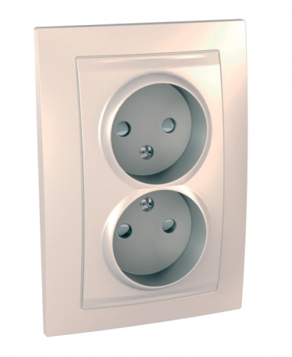 Розетка с/у Unica 2м бежевый б/з с з/ш IP20 в сборе 16А 250В (упак-12шт) SchE                                         фото 2                    