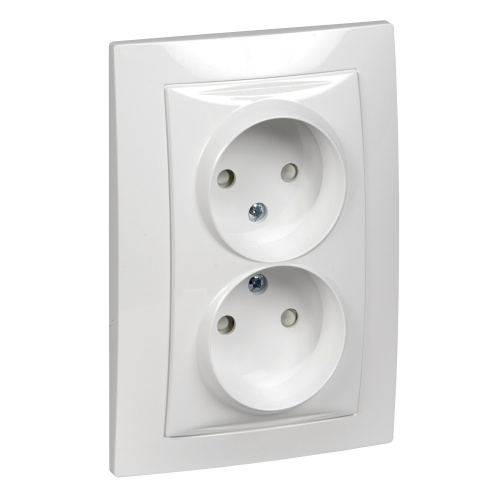 Розетка с/у Unica 2м белый б/з с з/ш IP20 в сборе 16А 250В (упак-12шт) SchE                                         фото 3                    