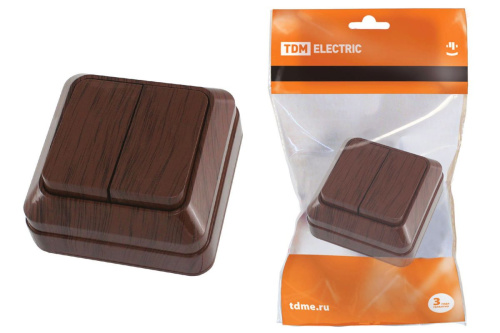 Выключатель о/у Ладога 2кл бук IP20 10А ТДМ                                        