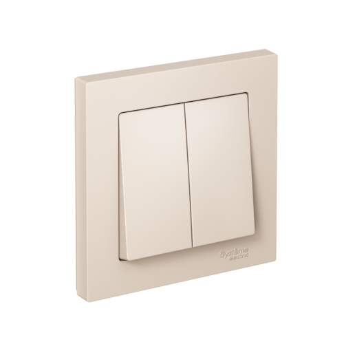Выключатель с/у AtlasDesign 2кл бежевый, в сборе IP20 10А (упак-15шт) SchE                                        
