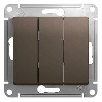 Выключатель с/у GLOSSA 3кл шоколад IP20 механизм 10АХ 250В SchE          