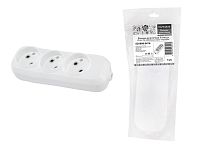 Колодка розеточная 3 гнезда 2П б/з 10А 250В белая серии "Народная" ТДМ          