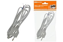 Шнур с плоской вилкой с вырезом ШУ04 ШВВП 2х0,75мм2 1,7 м. серебр. металлик ТДМ          