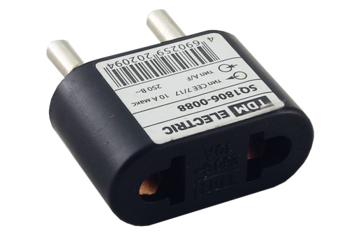 Переходник (тип CEE 7/17 - тип А/F) плоский 10А макс. 250В черный ТДМ                                        