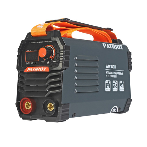 Аппарат сварочный инверторный PATRIOT WM180D MMA, входное напряжение: 1ф,140-240В; сварочный ток мак                                        
