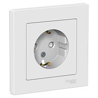 Розетка с/у AtlasDesign 1м с/з с з/ш белый IP20 в сборе 16А (упак-15шт) SchE          