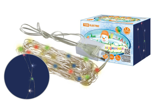 Гирлянда светодиодная "Роса105 конский хвост" 7x15LED, 1,5 м, многоцвет., 250В , ТДМ                                        