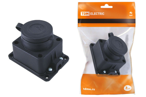 Розетка настенная с заглушкой каучук 2Р+РЕ 16А 250В IP44 ТДМ                                        