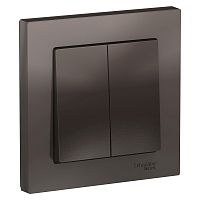 Выключатель с/у AtlasDesign 2кл мокко, в сборе IP20 10А (упак-10шт) SchE          