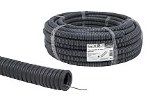 Труба гофрированная ПВХ с зондом 40 (25м) легкая народная черная ТДМ          