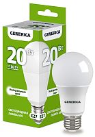 Лампа светодиодная  20Вт E27 A60 4000К (упак-100шт) GENERICA          